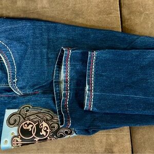 Vtg COOGI Jeans Mens 40x34 Baggy Y2K Hip Hop Heavy Embroidery Dark Wash Denim